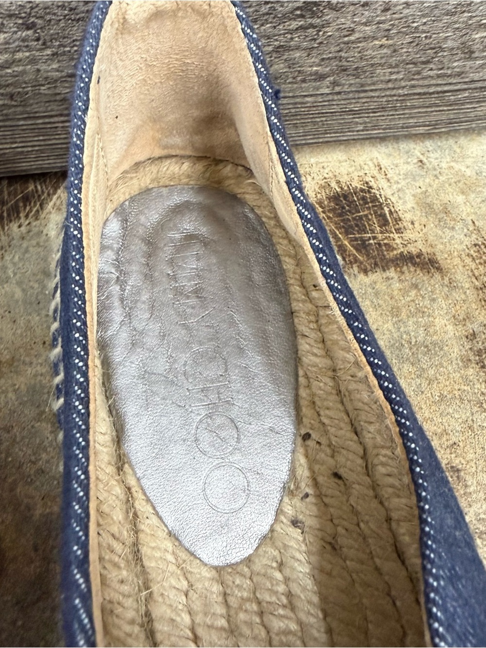 Jimmy Choo Blue Dawn Textured Slip-On Espadrilles - Picture 2 of 8